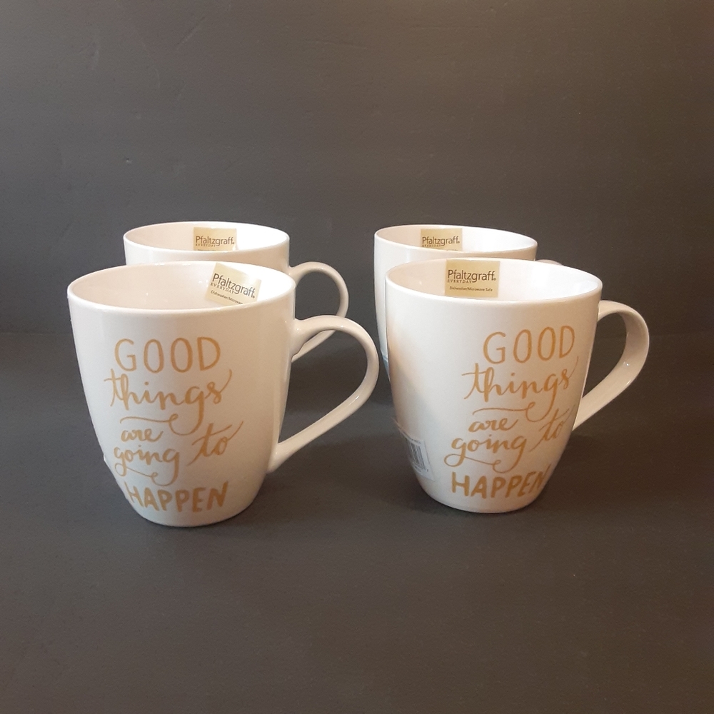 PFALTZGRAFF Everyday "Good things Are Going To Happen" Mug 18 oz. Set of 4 NWT - Picture 1 of 11